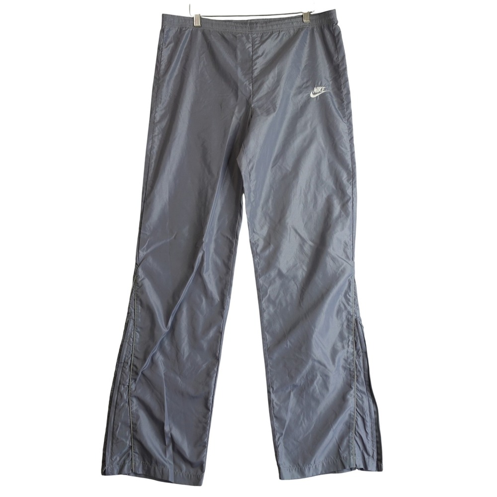 Vintage 80s Nike‎ Windbreaker Track Pants Mens M Gray Nylon Ankle Zip Blue Tag